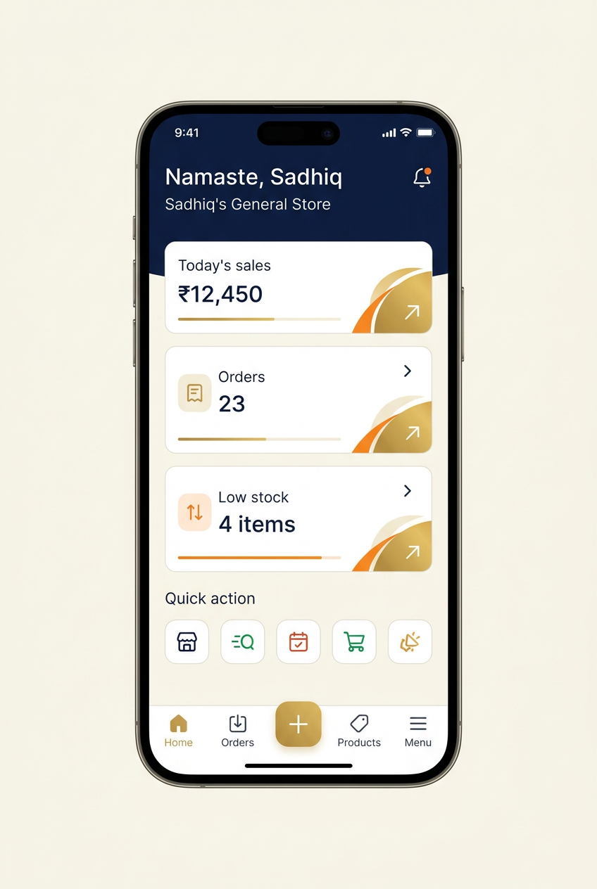 simplestores app home dashboard